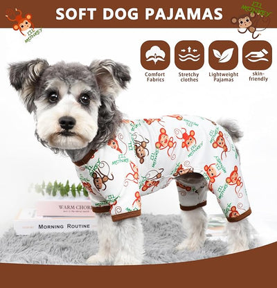 Dog Pajamas Spring Summer Dog Clothes for Small Medium Dogs Girl Boy Cute Soft Puppy Pjs Clothes Doggie Onesies Cat Pet Jammies Outfit (Brown,XL)