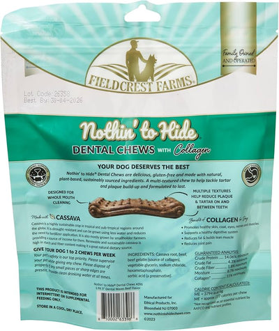 Fieldcrest Farms Dental Chews for Dogs, Wave (5inches, 6count Pack) – Tackles Plaque, Tartar, Promotes Dental Health – w/Collagen, Gluten-Free, for Aggressive Chewers up to 25 lbs