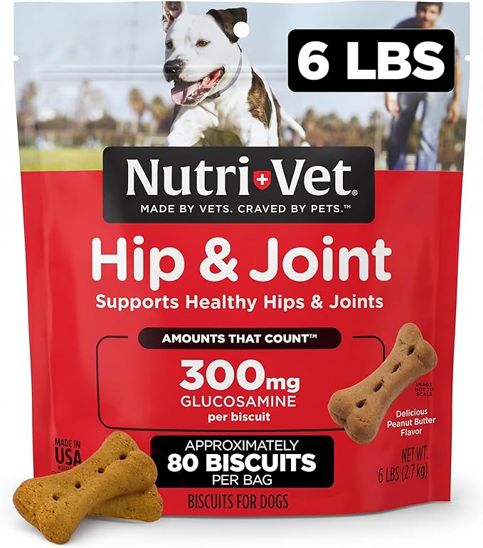 Nutri-Vet Hip & Joint Biscuits for Dogs, Dog Hip & Joint Supplement, Functional Treat, Large Sized Biscuit, 300mg of Glucosamine, 6 lb Bag