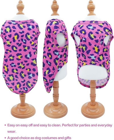 PET SHOW 4 Pack Paw Bone Printed Dog Clothes Shirts Soft Vest Lightweight Sleeveless Cats Doggies T-Shirts Puppies Tank Top Tee for Small Medium Dogs White Black Pink Blue (Small, Pink for Girls)