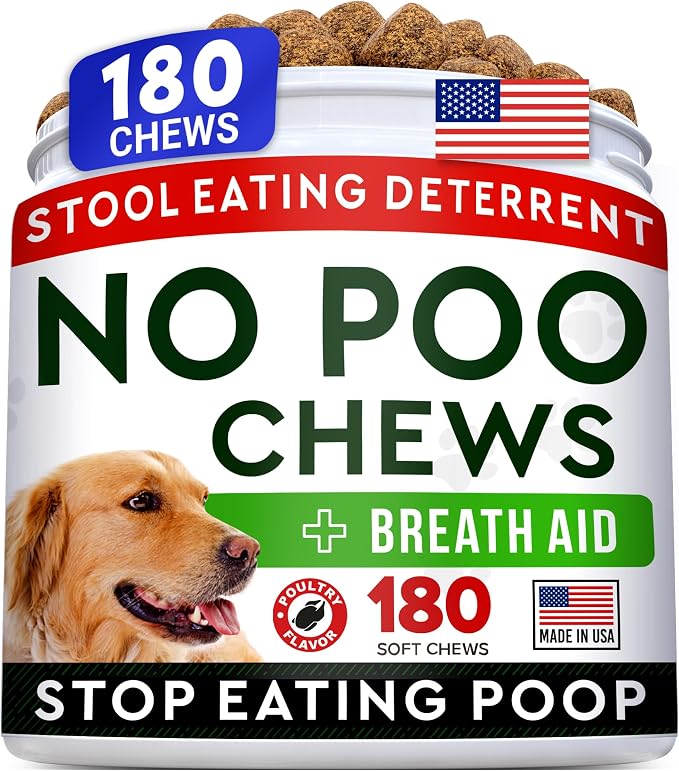 No Poo Chews for Dogs - Coprophagia Deterrent for Dogs - No Poop Eating - Digestive Enzymes - Gut Health & Immune Support - Stop Eating Poop - (180Ct, Poultry)