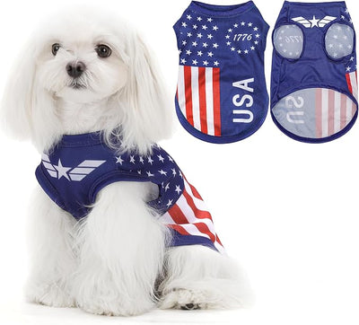American Flag Inspired Dog Vest: Perfect Dog Shirt, Ideal Tank Top for Everyday Wear, Independence Day Celebrations Quality Materials for a Cute and Stylish Look Blue USA S