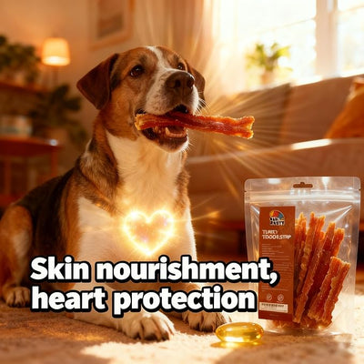 TailParty Turkey Tendons for Dogs with Fish Oil & Taurine (Strip, 1 lb), All Natural Dental Chews & Training Treats, Long Lasting Snack for Health-Conscious Pet Owners