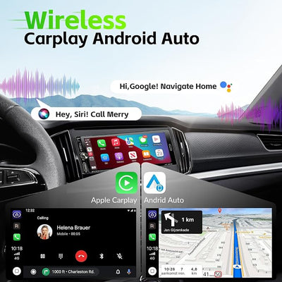 Single Din Radio Car Stereo with Wireless Carplay & Android Auto, 6.9" IPS Touchscreen Car Stereo with Bluetooth 1080P Backup Camera Mirror Link Navigation AM/FM Type-C Fast Charging USB EQ SWC Mic