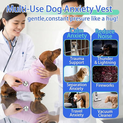 MIGOHI Calming Vest for Large Dogs | Soft XL Dog Anxiety Vest with Head Wrap, Dog Anxiety Jacket for Fireworks, Thunderstorm, Anxiety Shirt for Dogs Vet Visit, Travel,Separation,Purple,XL