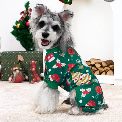XPUDAC 4 Pack Dog Christmas Pajamas Stretchy Dog Clothes for Small Medium Dogs Girl Boy Christmas Puppy Outfit Pet Jumpsuits Pjs Winter Cat Costume, 2XL