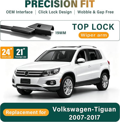 Windshield Wiper Blades Replacement for VW Volkswagen Tiguan 2007-2015 2016 2017,Original Equipment Replacement Front Rear Wiper Blade Set - 24" 21" 13" (Set of 3)