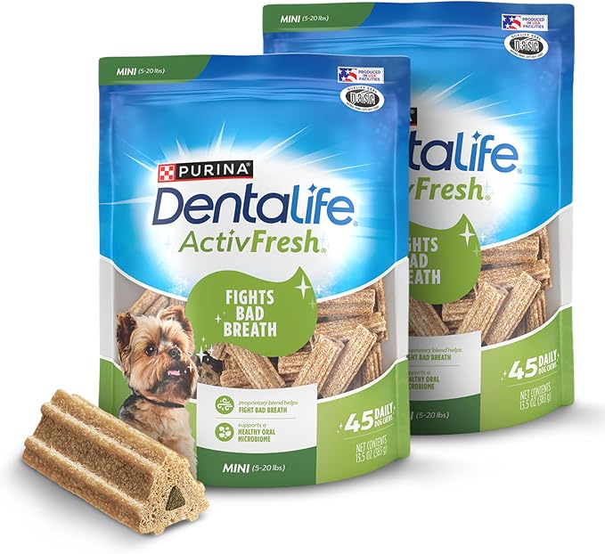 ActivFresh Pack of 2 Dog Chews for Small Dogs, Dental Chews to Freshen Breath, Chicken Flavor, 13.5 oz. Each, 45 Each/90 Total - 45 Ct. Pouch