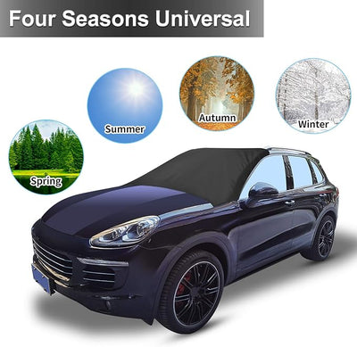 X AUTOHAUX 210T Magnetic Auto Car Snow Windshield Cover Frost Ice Guard Sun Shade Waterproof Windshield Protector for Most Vehicle Truck Van SUV 85.2X 49.2 Inches
