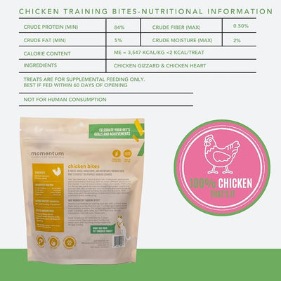 Momentum Carnivore Nutrition Freeze-Dried Chicken Training Bites – Two Ingredients-Chicken Gizzard and Heart, All-Natural Dog Treats –Made in USA – Perfect for Training & Rewards- 2.5 oz Bag