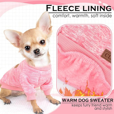 XL Dog Sweaters, Fleece Puppy Sweaters for Small Girl Dogs Female Warm Outfit Pet Small Dog Clothes for Boy Girl Dogs Bulldog, Dachshund, Pug, Pink Purple