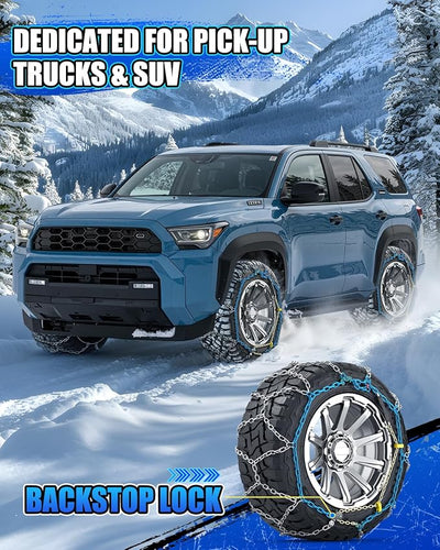 Snow-Chains Easy Install Tire-Chains, One-Pull Fit Heavy-Duty Tire Snow Chains for Pickup Trucks & SUVs Off-road, Emergency Tire Traction Car Tires 265 275 285 295 305 315 - Set of 2 (SCRV270)