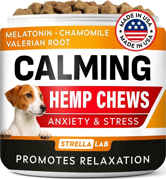 Vet Formulated Hemp Calming Chews for Dogs - Anxiety Relief Calming Treats - Advanced Melatonin Pet Calm - Natural Sleep Aid & Stress, Separation Anxiety Relief - 120 Treats - Bacon