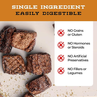 Bison Dog Treats Single Ingredient Healthy Dog Treats - All Natural, Vet Approved, Grain Free, Nutritious Made in USA (Bison Lung, 5oz)