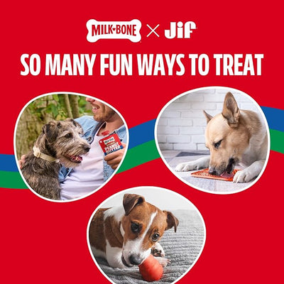 Milk-Bone Natural Peanut Butter Spread with Jif, Lickable Dog Treats in a Squeezable Pouch, 5 Oz. (Pack of 4)