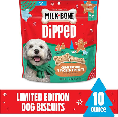 Milk-Bone Dipped Gingerbread Artificially Flavored Dog Biscuits, 10 oz Bag (Pack of 2)