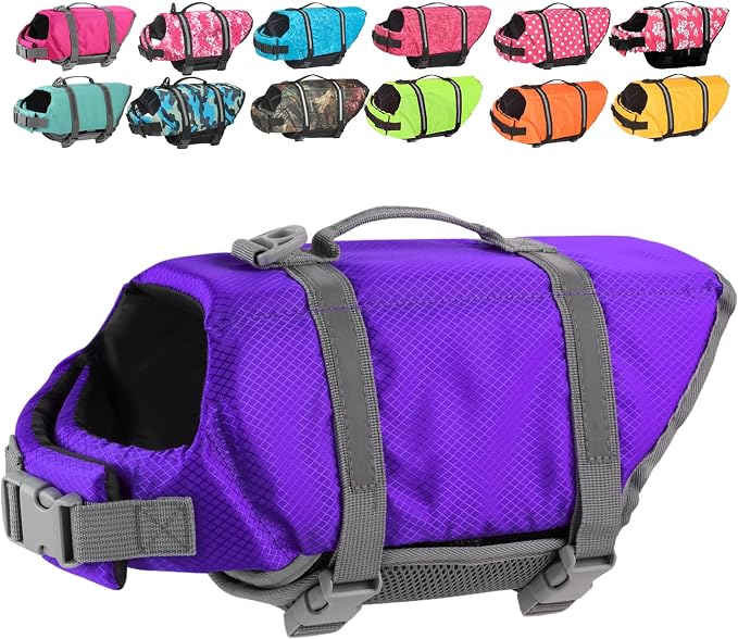 Doglay Dog Life Jacket with Rescue Handle, Dog Life Vest for Swimming Boating, Adjustable Reflective Puppy Swim Vest with Superior Buoyancy for Small Medium Large Dogs