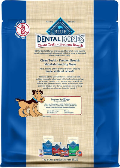 Blue Buffalo Dental Bones Regular Natural Dental Chew Dog Treats Bag Value Pack,(Pack of 2)