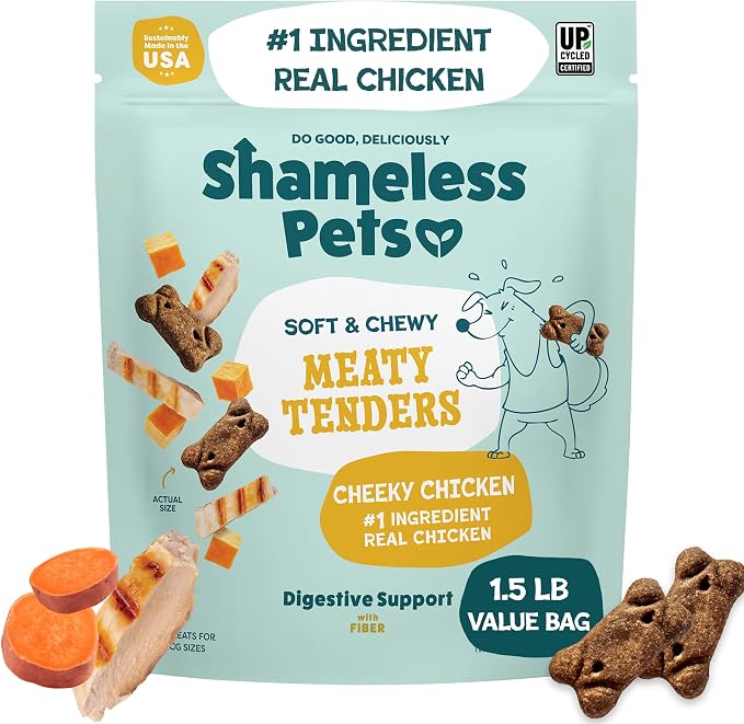 Soft & Chewy Dog Treats, Cheeky Chicken Meaty Tenders, 1.5lb – Real Chicken is 1st Ingredient – Grain Free, No Corn or Soy – Digestive Support – for Small, Medium & Large Dogs