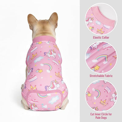 cyeollo Recovery Suit for Dogs Surgery Suit Female Spay Soft Pet Onesie Bodysuit After Sugery Male Dog Neuter Pet Clothes Small Medium Dogs Surgical Recovery Shirt, Unicorn L