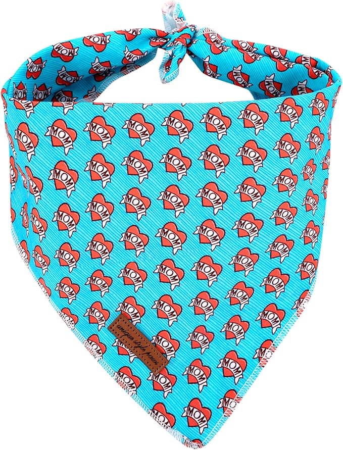 Unique style paws Valentine's Day Dog Bandanas Cotton Blue & Red Triangle Dog Scarfs for Small Medium Large & Boys Girls Dogs-S