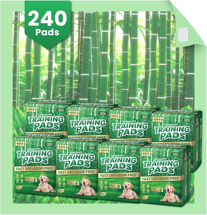 Puppy Pads XL 240 Count - 28"x34" Extra Large Pee Pads for Dogs Bamboo Patterns Dog Pads