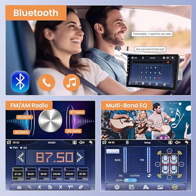 Single Din CarPlay & Android Auto Car Radio, 9-Inch Touch Screen Car Stereo with Bluetooth, Mirror Link, FM/AM Audio, GPS, USB,EQ,Backup Camera Input & SWC+MIC, Car Multimedia Player