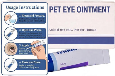 Pet Eye Health for Dogs, Cats, Cattle, Sheep, Horses Birds and Puppies, Kitten - 1 Tube, Sterile, 3.5g Tube, for Animal Use
