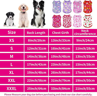 8PCS/Pack Dog Shirts Pink for XS Small Dog Girl Female Sleeveless T Shirts Cats Doggie Puppy Tank Top Tee Vest