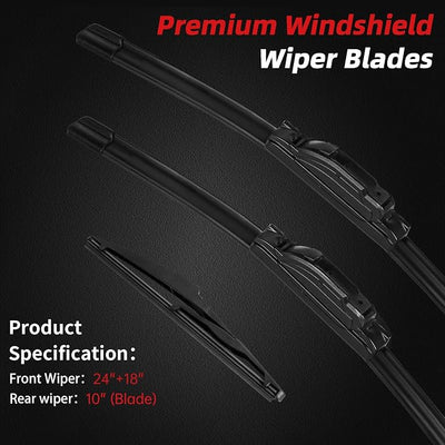 OTUAYAUTO Windshield Wiper Blades Replacement for Jeep Compass 2018-2022 All-Extreme Weather Performance Quiet No Trace Front and Rear Wipers U/J Hook 24"+18"+10" (Pack of 3)