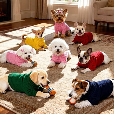Small Dog Thermal Pullover Sweater, Classic Turtleneck Cable Knitwear Dog Clothes for Cold Weather Warm Pet Clothes for Chihuahua, Bulldog, Dachshund, Pug Navy XX-Large
