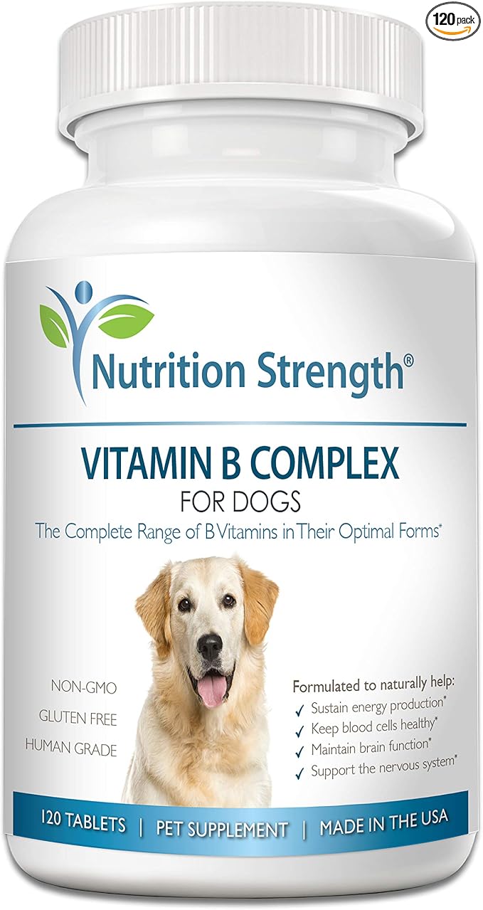 Vitamin B for Dogs, Complete B Complex for Dogs, Promote Blood Cell & Nervous System Health, Help Sustain Cellular Energy Production & Maintain Brain Function, 120 Chewable Tablets