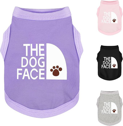 Personality Canine Attire: Soft, Lightweight Cotton Dog Clothes with 'The Dog Face' Print. Small and Medium Breeds, Perfect for Everyday Wear, Comfortable and Breathable Pet Shirt Purple XXS