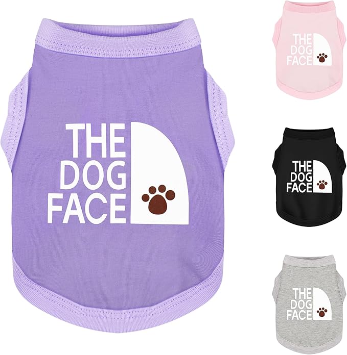 Comfortable and Breathable Dog Shirt: Soft, Lightweight Cotton Dog Clothes with The Dog Face' Print, Perfect for Everyday Wear, Small and Medium Breeds - Personality Canine Attire Purple XXL