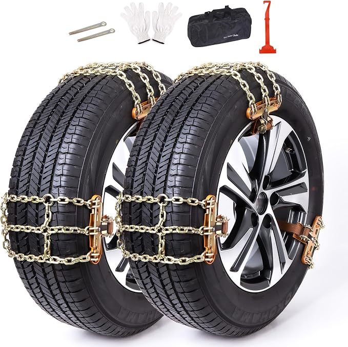 Snow Chains, 215-315mm Universal Tire Chains for Car, SUV, RV, Pickup Trucks, Adjustable Emergency Anti-Skid Thickening Tire Traction Chain (6 Packs)