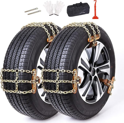 Snow Chains, 215-315mm Universal Tire Chains for Car, SUV, RV, Pickup Trucks, Adjustable Emergency Anti-Skid Thickening Tire Traction Chain (6 Packs)
