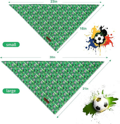 Boy Dog Bandana - Green Soccer Sport Dog Bandana for Puppy Kitten, Cute Small Dogs Neck Scarf Pet Bib, Soft Triangle Scarf Summer Pet Accessory S