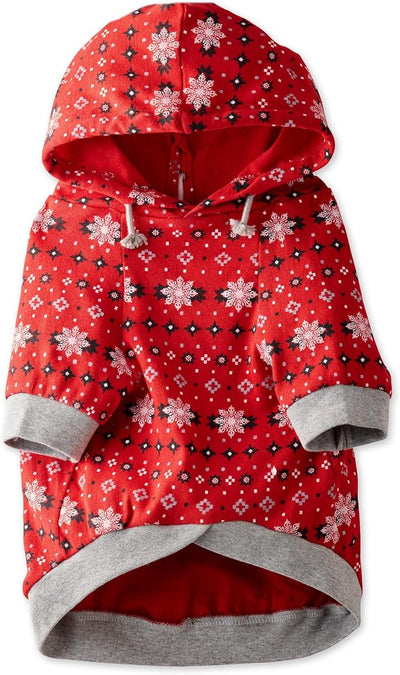 Pet Passion Rocky – The Original Lightweight Hooded Tee 100% Organic Cotton Dog Hoodie Pet Coat Sweater for All Sized Dogs, Red Fair Isle, XX-Small (4-7 lbs)