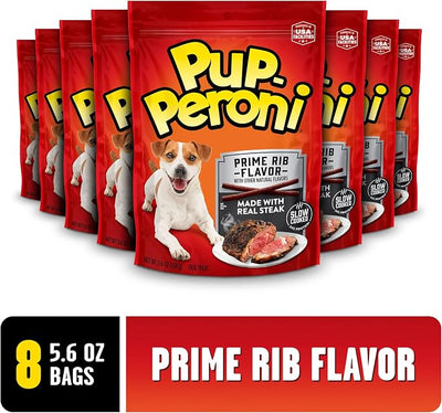 Pup-Peroni Dog Treats, Prime Rib Flavor, 5.6 Ounce (Pack of 8), Made with Real Steak