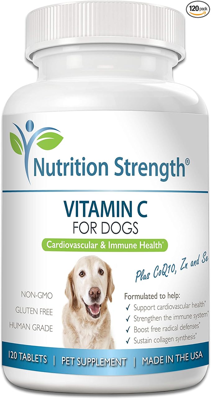 Vitamin C for Dogs to Support Cardiovascular Health, Help Strengthen the Immune System, Boost Free Radical Defenses and Sustain Collagen Synthesis, 120 Chewable Tablets