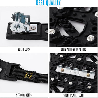 VaygWay Car Snow Tire Anti-Slip Chains - All Season Black Upgraded - Emergency Vehicle Tire Chains for Cars, SUVs, & Trucks (Black Upgraded, 6 Pack)