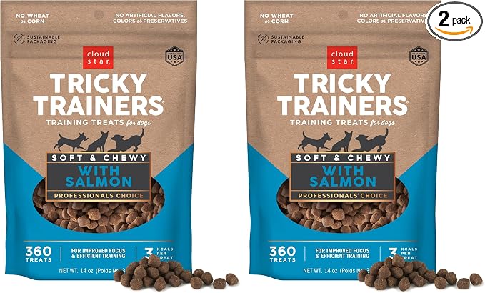 Tricky Trainers Chewy Dog Treats,Salmon,14 oz. Pouch,(Pack of 2)