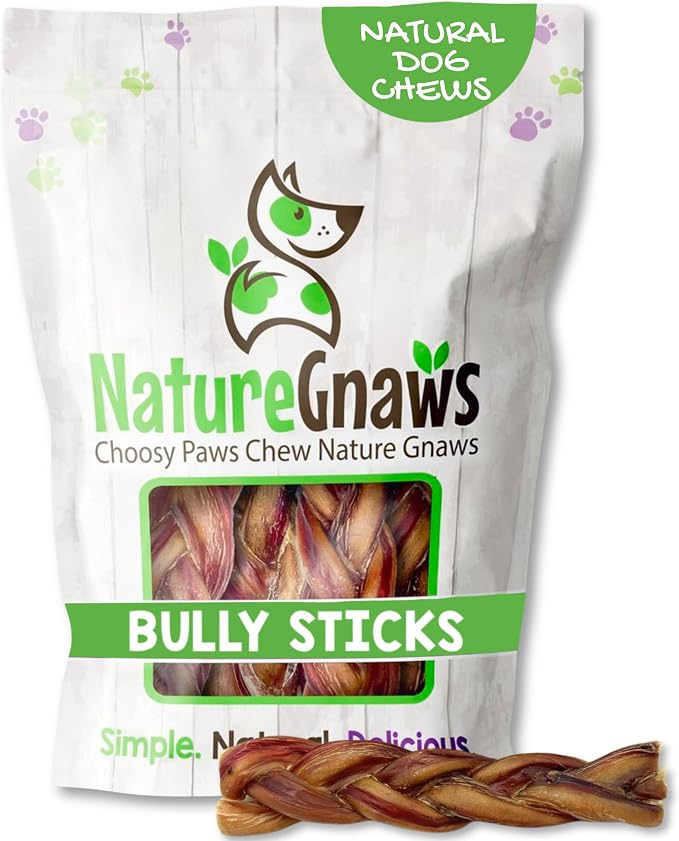 Braided Bully Sticks for Dogs 5-6" (10 Count) - Long Lasting for Small and Medium Dogs - Natural Beef Dog Chew Bones - Rawhide Free