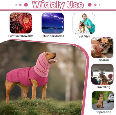 Dog Anxiety Vest with Hoodie,Breathable Dog Thunder Jacket for Thunderstorms,Fireworks,Vet Visits,Separation,Adjustable Calming Vest for Small Medium Large Dogs,Rose,3XL