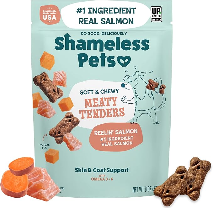 Soft & Chewy Dog Treats, Reelin' Salmon Meaty Tenders, 8oz – Real Salmon is 1st Ingredient – Grain Free, No Corn or Soy – Digestive Support – for Small, Medium & Large Dogs