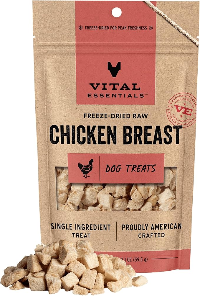 Freeze Dried Dog Treats | Chicken Breast, Single Ingredient | Premium Quality | Grain Free Training Treats for Dogs, 2.1 oz Bag