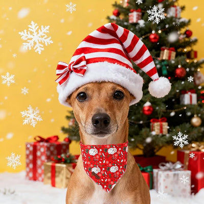 Unique Style Paws Dog Bandanas 1PC Washable Cotton Triangle Puppy Scarfs Red Hat Christmas Man with Colorful Flower for Small Medium Large Dogs and Cats