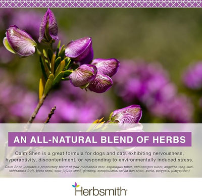 Herbsmith Calm Shen – Herbal Blend for Dogs & Cats – Natural Anxiety Remedy for Dogs & Cats – Feline and Canine Calming Supplement – 150g Powder