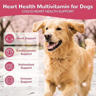 Heart Support Supplement for Dogs 400ct, Taurine for Senior & Puppy Dogs, Dog Multivitamin with CoQ10 & L-Carnitine for Heart, Cardiovascular & Antioxidant Support