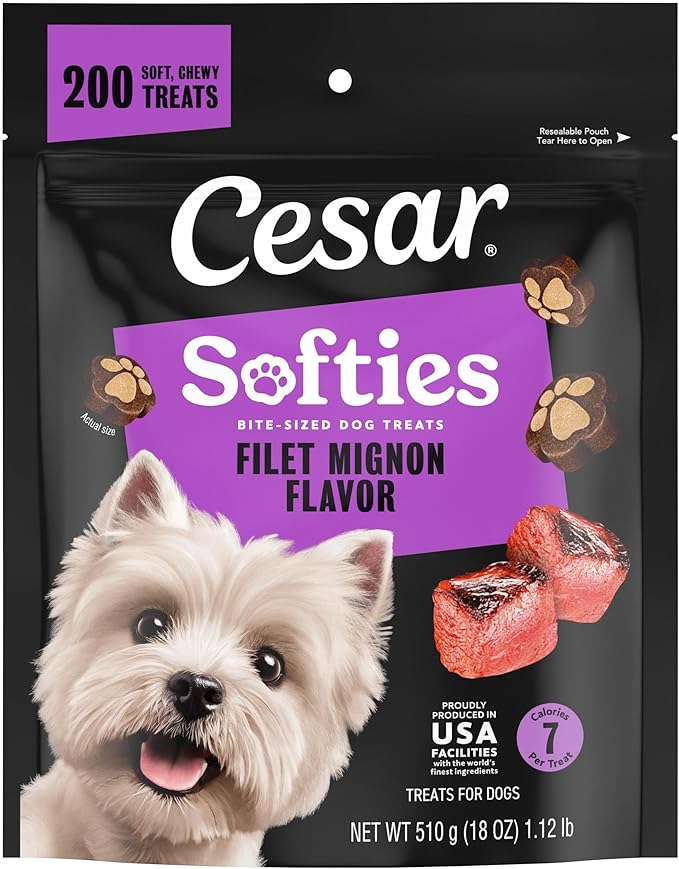 Softies Chewy Soft Dog Treats, Filet Mignon Flavor, 18 oz. Pouch, 200 Treats